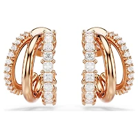 Hyperbola hoop earrings, Mixed cuts, Mini, White, 18K rose gold finish