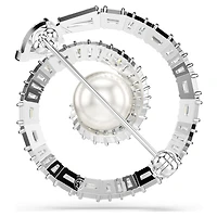 Snake brooch, Crystal pearl, Mixed cuts, Year of the Snake, White, Rhodium plated by SWAROVSKI