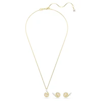 Snake set, Crystal pearl, Mixed cuts, Year of the Snake, White, 18K gold finish