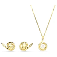 Snake set, Crystal pearl, Mixed cuts, Year of the Snake, White, 18K gold finish