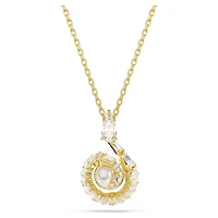 Snake pendant, Crystal pearl, Mixed cuts, Year of the Snake, White, Gold-tone plated by SWAROVSKI