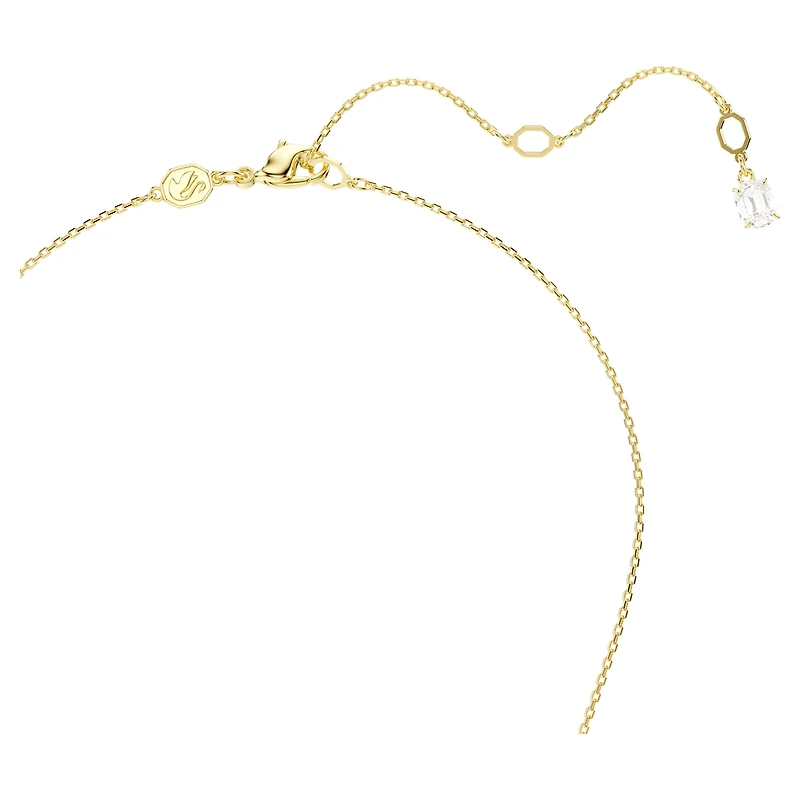 Snake pendant, Crystal pearl, Mixed cuts, Year of the Snake, White, 18K gold finish