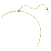 Snake pendant, Crystal pearl, Mixed cuts, Year of the Snake, White, 18K gold finish