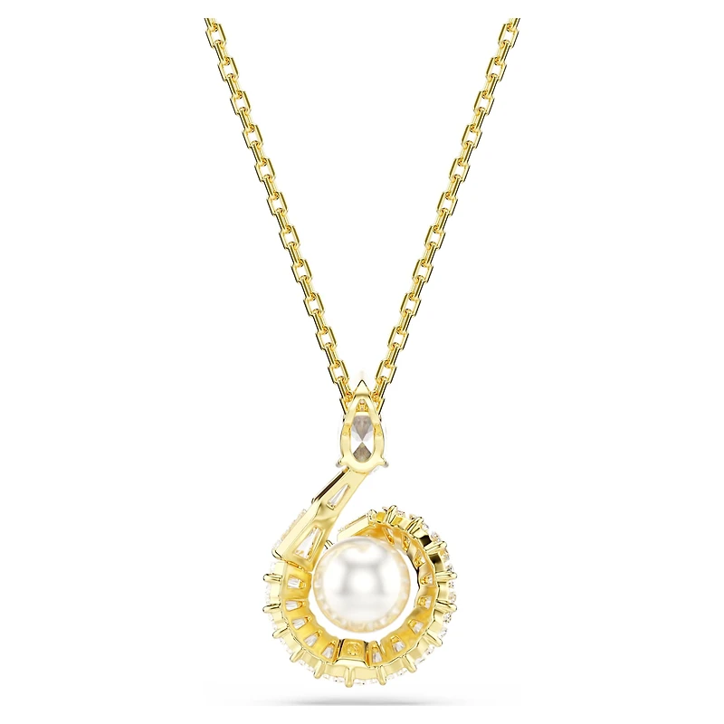 Snake pendant, Crystal pearl, Mixed cuts, Year of the Snake, White, Gold-tone plated by SWAROVSKI