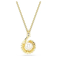 Snake pendant, Crystal pearl, Mixed cuts, Year of the Snake, White, Gold-tone plated by SWAROVSKI
