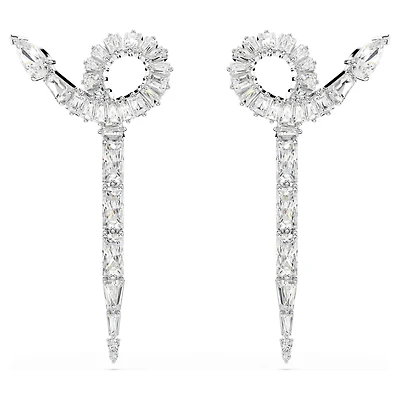 Snake drop earrings, Mixed cuts, Year of the Snake, White, Rhodium plated