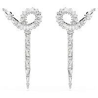 Snake drop earrings, Mixed cuts, Year of the Snake, White, Rhodium plated by SWAROVSKI