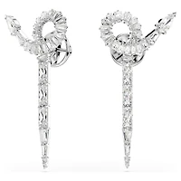 Snake drop earrings, Mixed cuts, Year of the Snake, White, Rhodium plated by SWAROVSKI