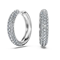Eternity hoop earrings, Lab-grown diamonds 2 ct tw, Round shape, 14K white gold by SWAROVSKI