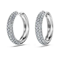 Eternity hoop earrings, Lab-grown diamonds 2 ct tw, Round shape, 14K white gold by SWAROVSKI