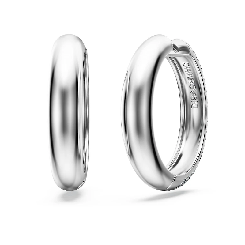 Eternity hoop earrings, Lab-grown diamonds 2 ct tw, Round shape, 14K white gold by SWAROVSKI
