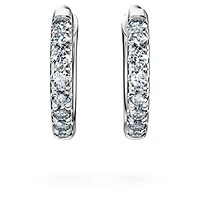Eternity hoop earrings, Lab-grown diamonds 0.1 ct tw, Round shape, Small, 14K white gold by SWAROVSKI