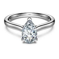 Eternity solitaire ring, Lab-grown diamonds 1 ct tw, Pear shape, 14K white gold by SWAROVSKI
