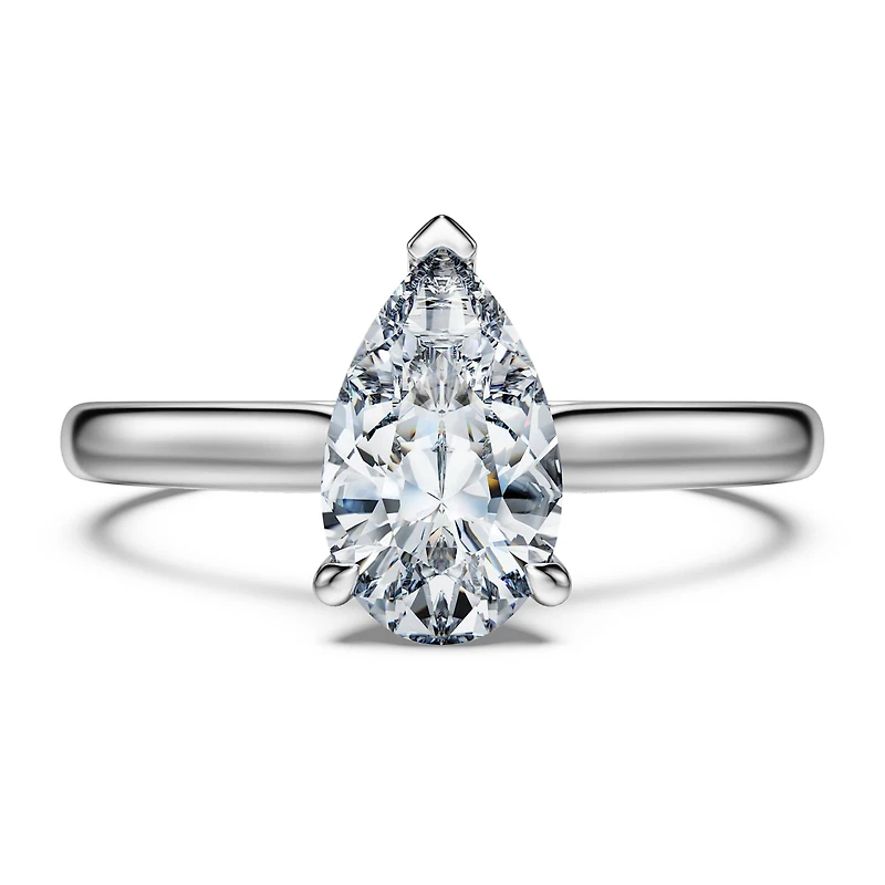 Eternity solitaire ring, Lab-grown diamonds 1 ct tw, Pear shape, 14K white gold by SWAROVSKI