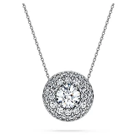 Eternity halo solitaire pendant, Lab-grown diamonds 2 ct tw, Round shape, 14K white gold by SWAROVSKI