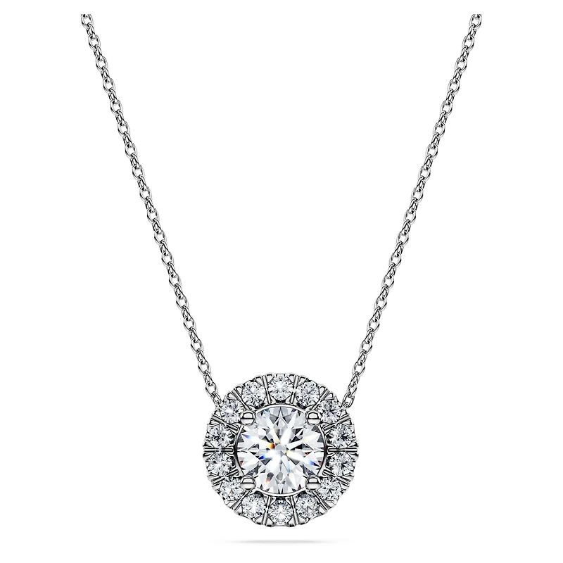 Eternity halo solitaire pendant, Lab-grown diamonds 1 ct tw, Round shape, 14K white gold by SWAROVSKI
