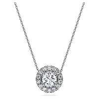 Eternity halo solitaire pendant, Lab-grown diamonds 1 ct tw, Round shape, 14K white gold by SWAROVSKI