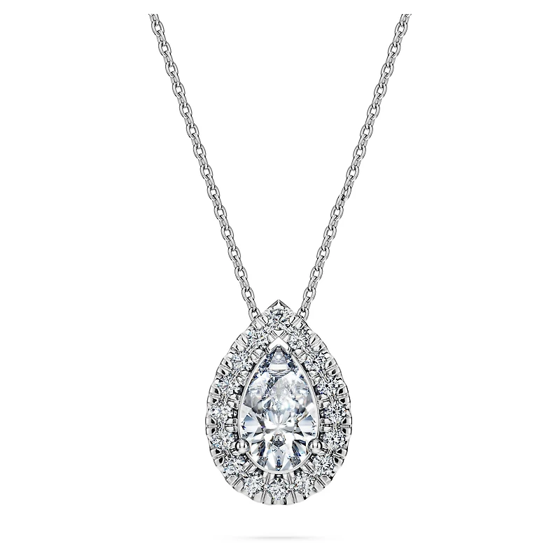 Eternity halo solitaire pendant, Lab-grown diamonds 1 ct tw, Pear shape, 14K white gold by SWAROVSKI