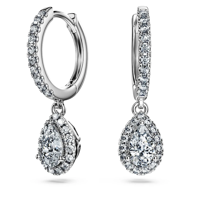 Eternity drop earrings, Lab-grown diamonds 1.25 ct tw, Pear shape, 14K white gold by SWAROVSKI