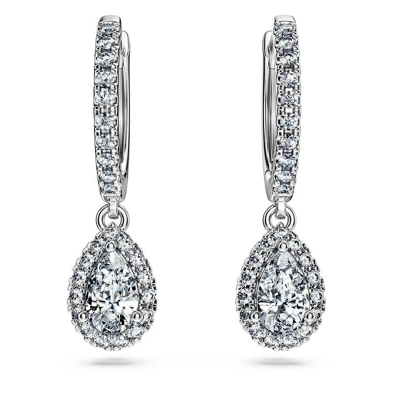 Eternity drop earrings, Lab-grown diamonds 1.25 ct tw, Mixed shapes, 14K white gold by SWAROVSKI