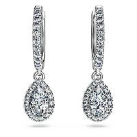 Eternity drop earrings, Lab-grown diamonds 1.25 ct tw, Pear shape, 14K white gold by SWAROVSKI