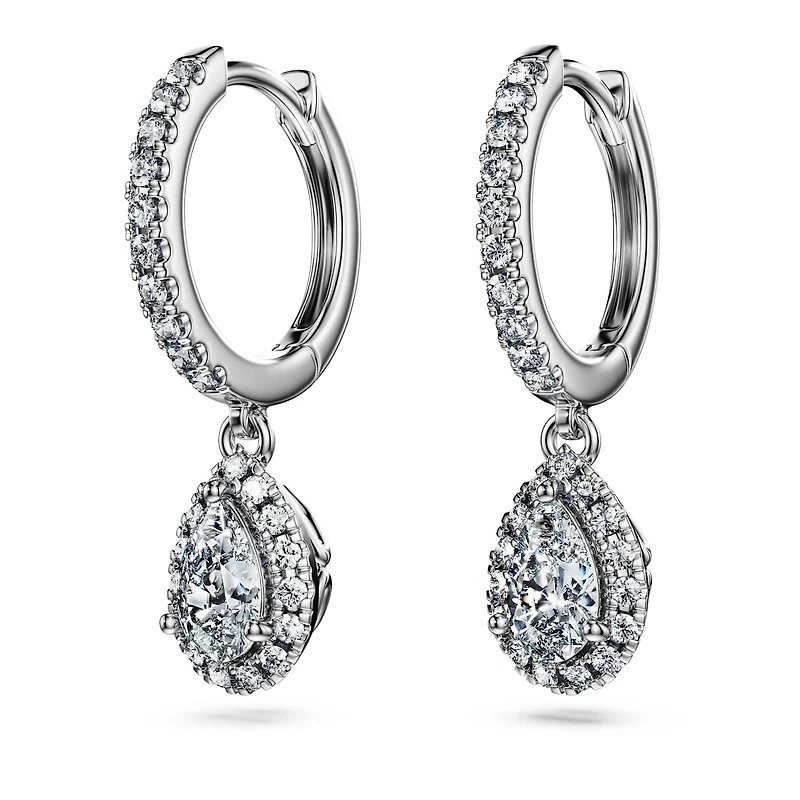 Eternity drop earrings, Lab-grown diamonds 1.25 ct tw, Pear shape, 14K white gold by SWAROVSKI