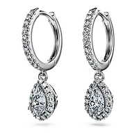 Eternity drop earrings, Lab-grown diamonds 1.25 ct tw, Pear shape, 14K white gold by SWAROVSKI