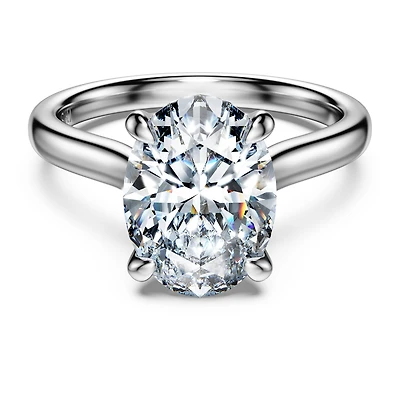 Eternity solitaire ring, Lab-grown diamonds 3 ct tw, Oval cut, 14K white gold