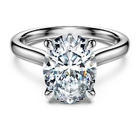 Eternity solitaire ring, Lab-grown diamonds 3 ct tw, Oval cut, 14K white gold