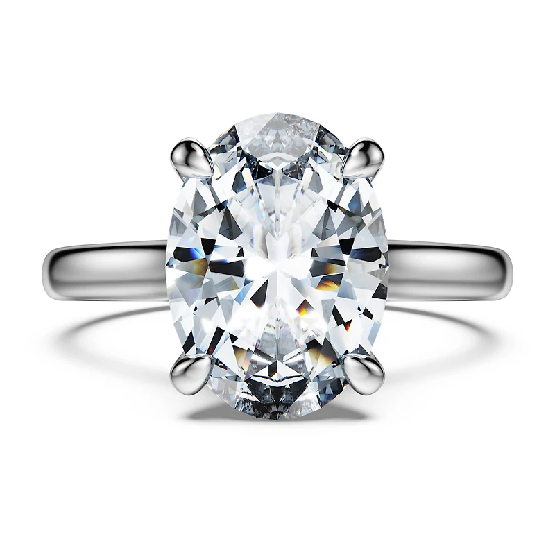 Eternity solitaire ring, Lab-grown diamonds 3 ct tw, Oval cut, 14K white gold
