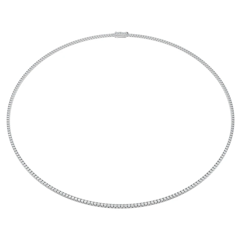 Eternity Tennis necklace, Lab-grown diamonds 3 ct tw, Round shape, 14K white gold by SWAROVSKI