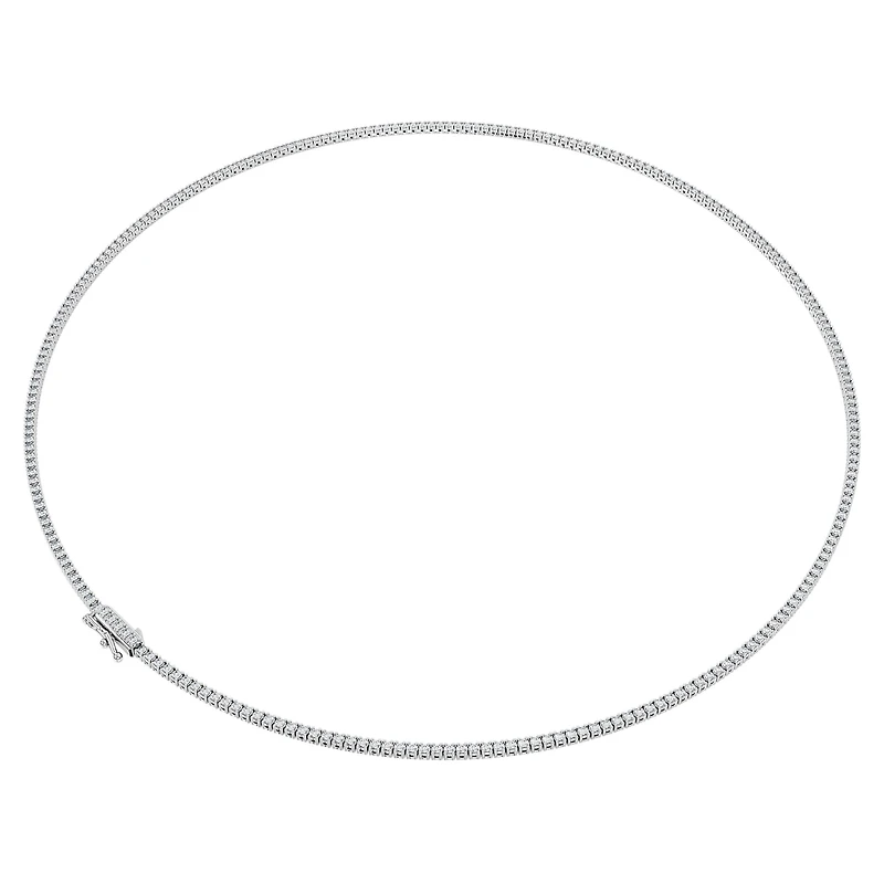 Eternity Tennis necklace, Lab-grown diamonds 3 ct tw, Round shape, 14K white gold by SWAROVSKI