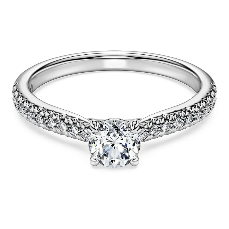 Eternity solitaire ring, Lab-grown diamonds 0.7 ct tw, Round shape, 14K white gold