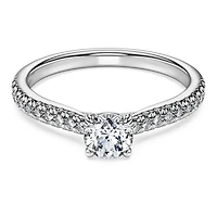 Eternity solitaire ring, Lab-grown diamonds 0.7 ct tw, Round shape, 14K white gold