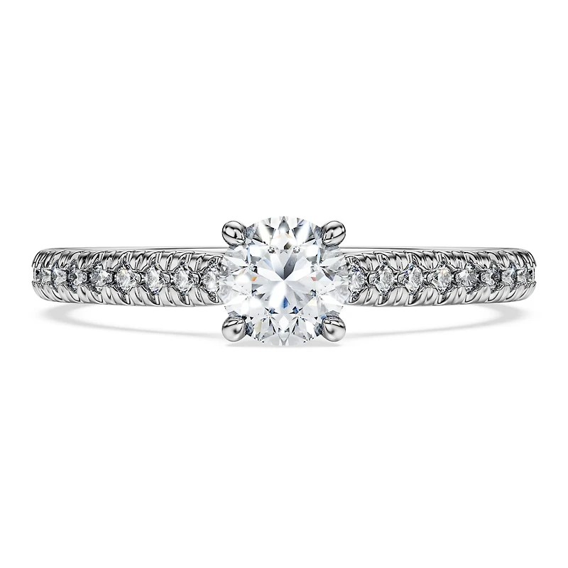 Eternity solitaire ring, Lab-grown diamonds 0.7 ct tw, Round shape, 14K white gold