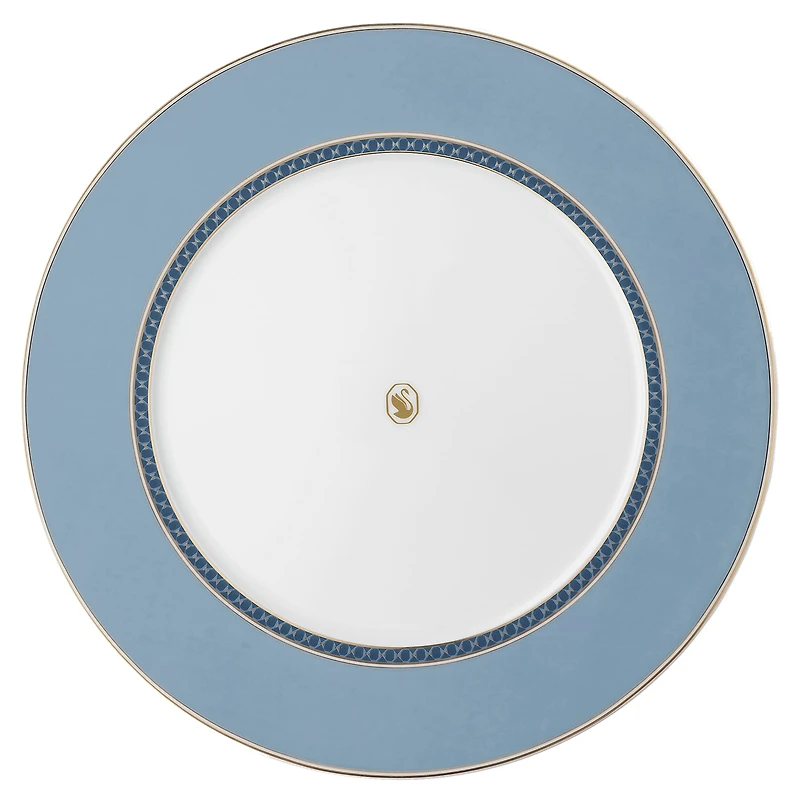 Signum dinner plate, Porcelain, Blue by SWAROVSKI