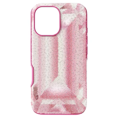 High smartphone case, Crystal print motif, iPhone® 16, Pink