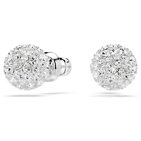 Dextera stud earrings, Round cut, Sphere, White, Rhodium plated by SWAROVSKI