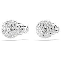Dextera stud earrings, Round cut, Sphere, White, Rhodium plated by SWAROVSKI