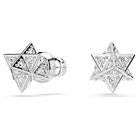 Dextera stud earrings, Round cut, Star, White, Rhodium plated by SWAROVSKI
