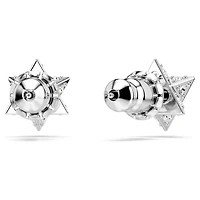 Dextera stud earrings, Round cut, Star, White, Rhodium plated by SWAROVSKI