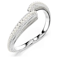 Sublima cuff, Crystal pearl, Round cut, White, Rhodium plated by SWAROVSKI