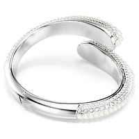 Sublima cuff, Crystal pearl, Round cut, White, Rhodium plated by SWAROVSKI
