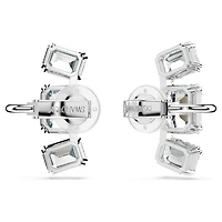 Millenia clip earrings, Octagon cut, White, Rhodium plated by SWAROVSKI