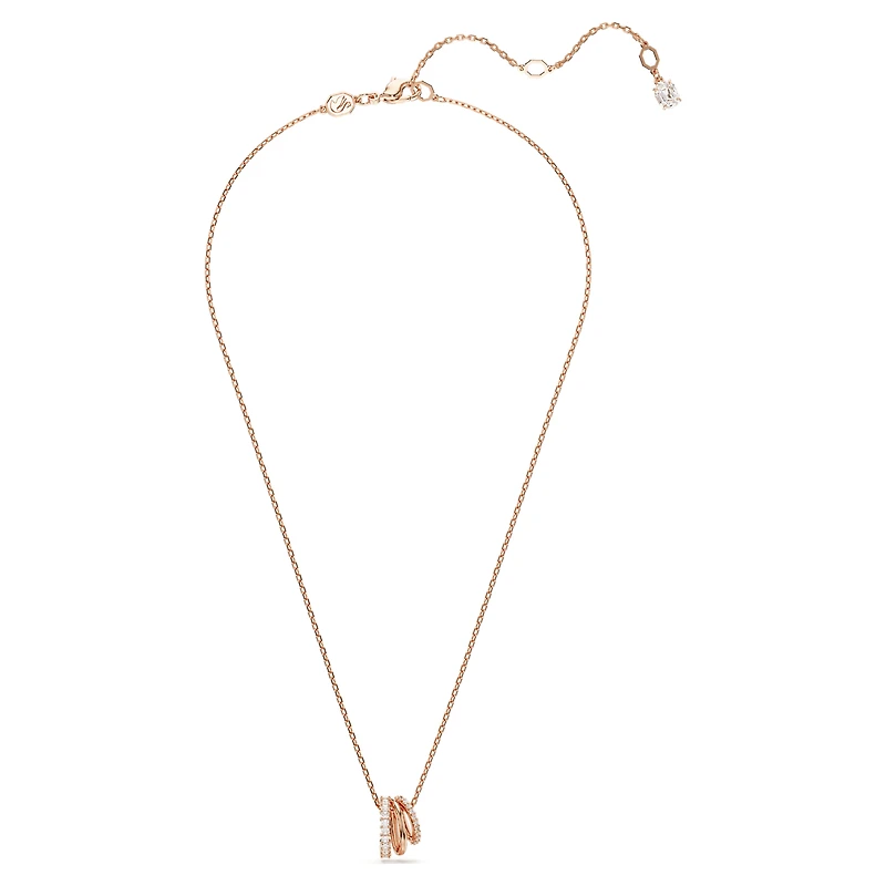Hyperbola pendant, Mixed cuts, White, 18K rose gold finish