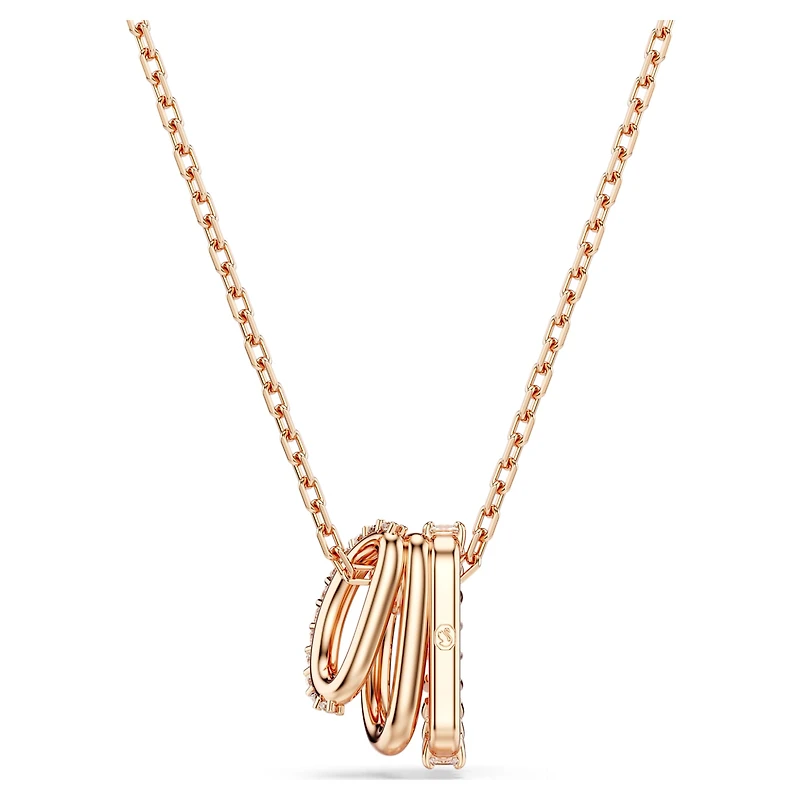 Hyperbola pendant, Mixed cuts, White, 18K rose gold finish