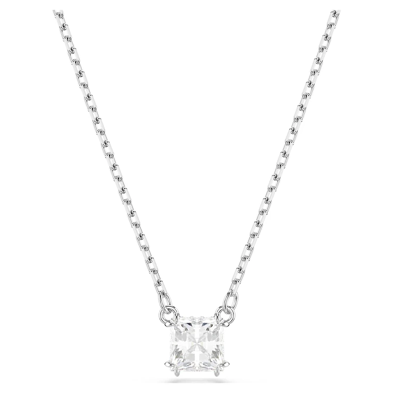 Stilla Attract pendant, Square cut, White, Rhodium plated by SWAROVSKI