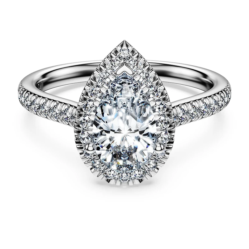 Eternity halo solitaire ring, Lab-grown diamonds 1.3 ct tw, Mixed shapes, 14K white gold by SWAROVSKI
