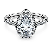 Eternity halo solitaire ring, Lab-grown diamonds 1.3 ct tw, Pear shape, 14K white gold by SWAROVSKI