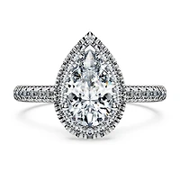 Eternity halo solitaire ring, Lab-grown diamonds 1.3 ct tw, Pear shape, 14K white gold by SWAROVSKI
